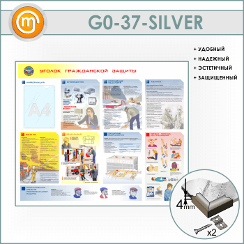 Стенд «Уголок гражданской защиты» с карманом (GO-37-SILVER)